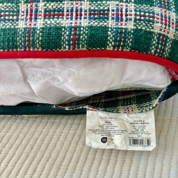 Hearth & Hand with Magnolia Vintage Plaid Lumbar Toss Pillow Green and Red NWT - Picture 9 of 15